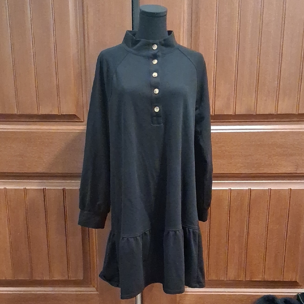 Loft Black Drop Waist Dress. Size L